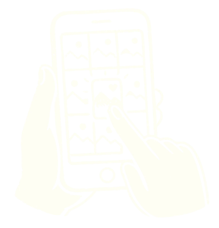 Drawing of a hand choosing photos on a phone